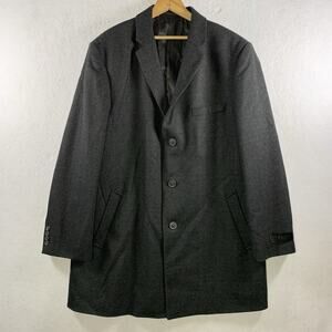 Ike Behr NYC Men Wool Overcoat Top Coat Sz 46 R Charcoal Gray Business Executive